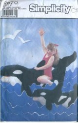 8670  SIMPLICITY GIANT 22''X55'' LONG, 13''X29'' PLUSH ORCA WHALES PATTERN 